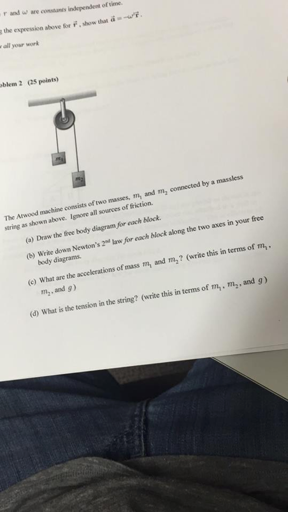 Solved The Atwood Machine Consists Of Two Masses, M_1 And | Chegg.com
