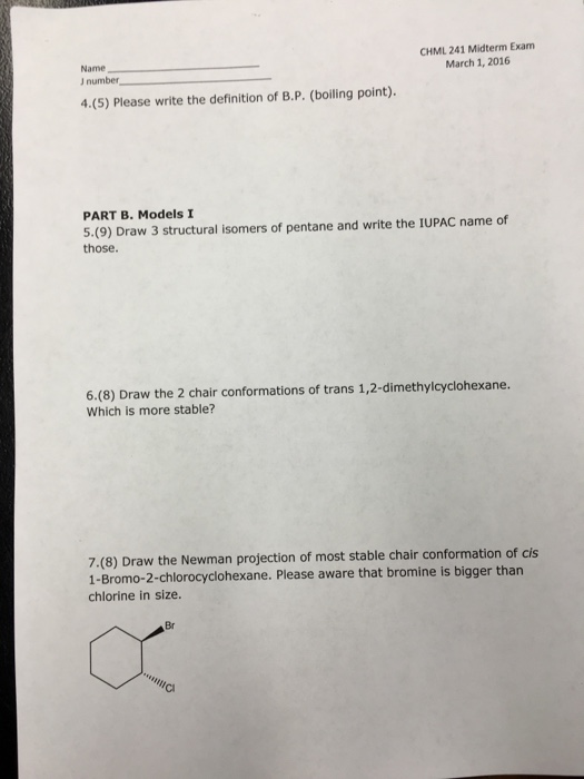 Solved Please Write The Definition Of B P boiling Point Chegg