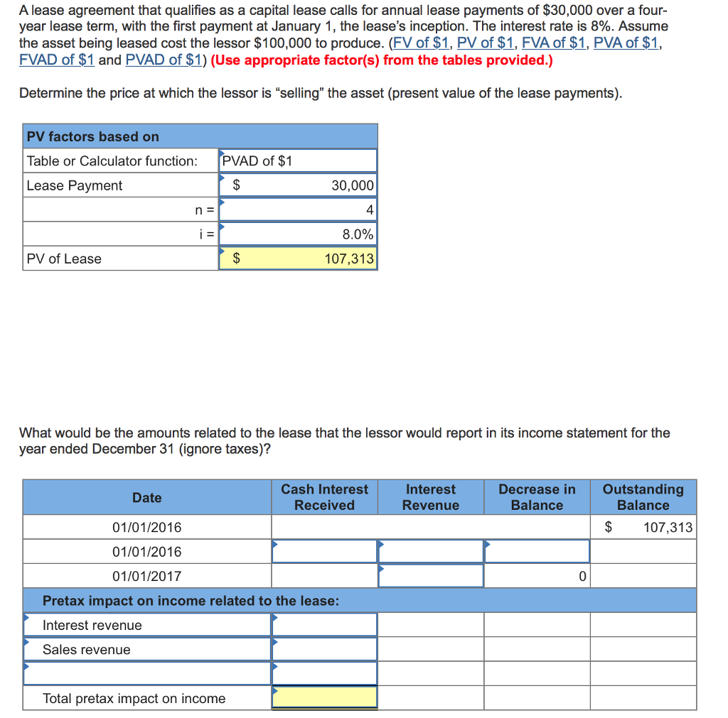 Solved A lease agreement that qualifies as a capital lease