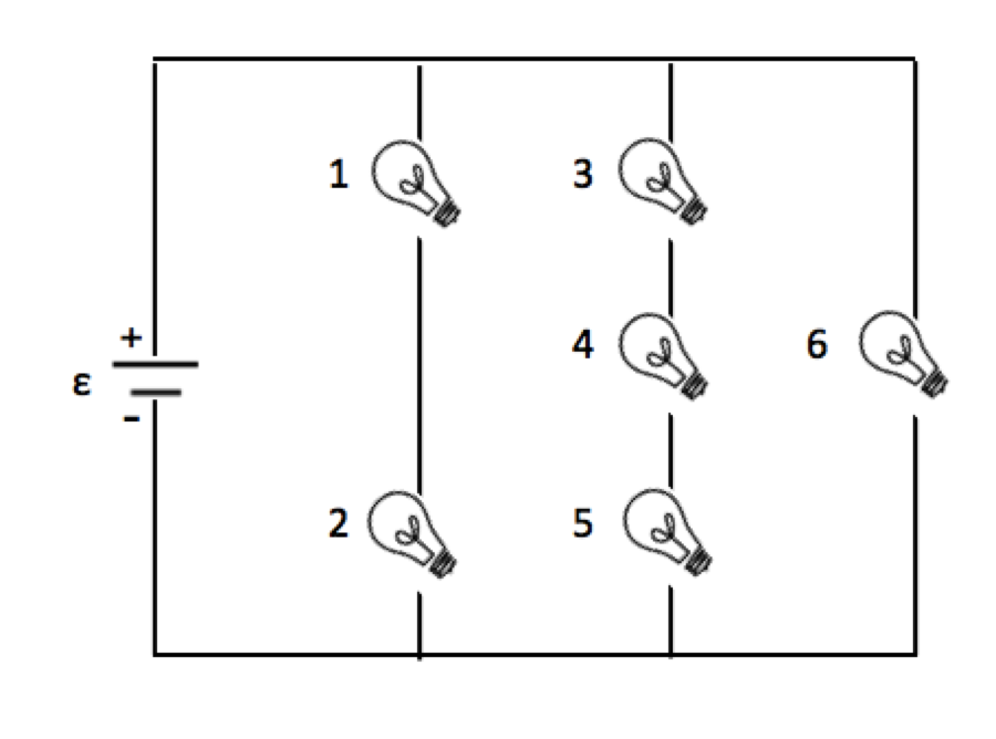 Six Similar Bulbs Are Connected As Shown Six bulbs are connected to a power source as shown. | Chegg.com