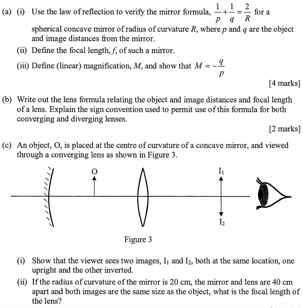 (a) (i) Use the law of reflection to verify the