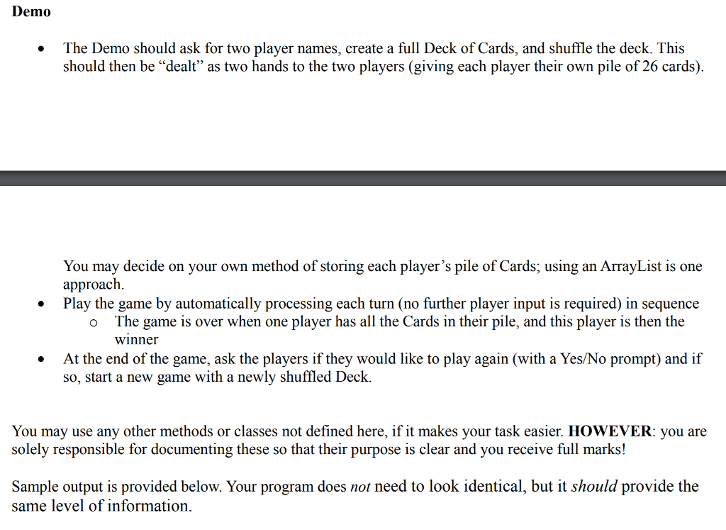 Solved You will write an implementation of a simple card