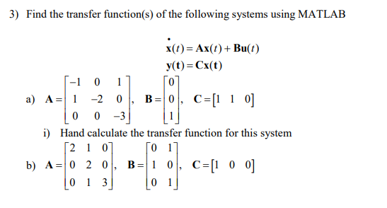 Solved 3) Find the transfer function(s) of the following | Chegg.com
