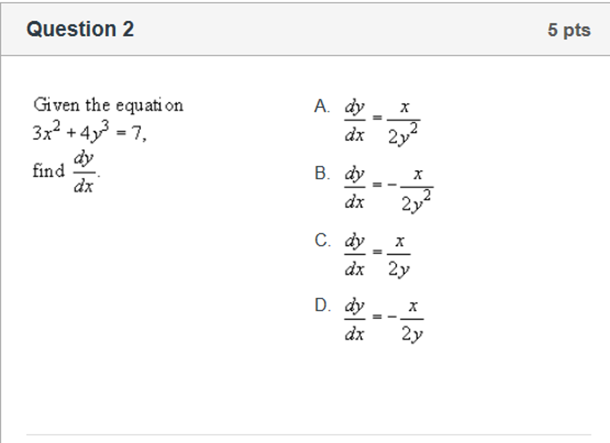 Solved Given The Equation 3x 2 4y 3 7 Find Dy dx Dy dx Chegg