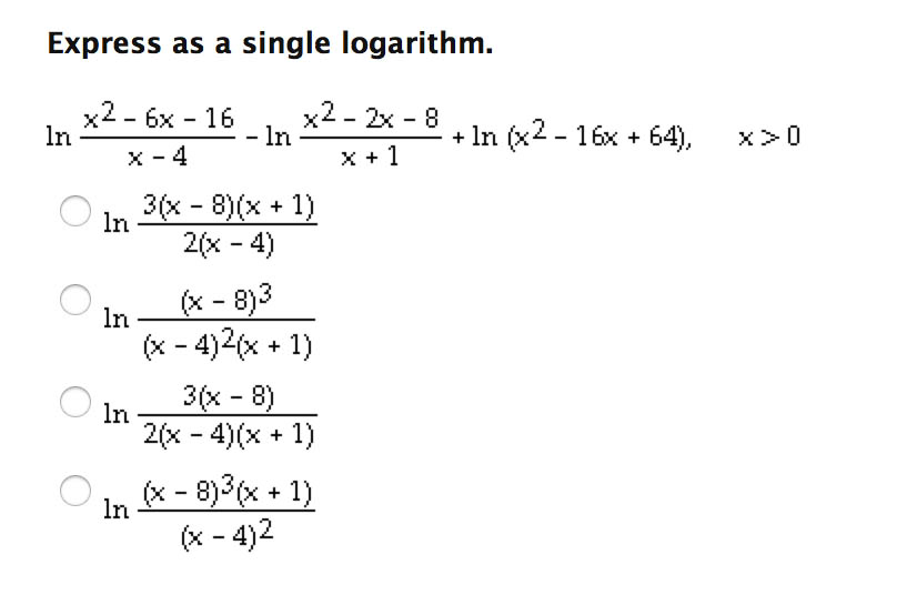 Solved Express as a single logarithm. | Chegg.com