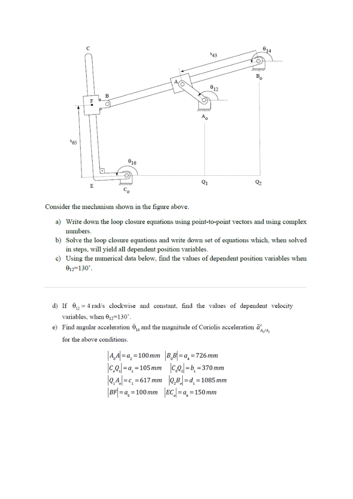 Solved 12 16 Consider the mechanism shown in the figure | Chegg.com