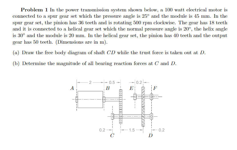 Solved Problem 1 Gear Design A Motor Connected To A Single Or Cheggcom