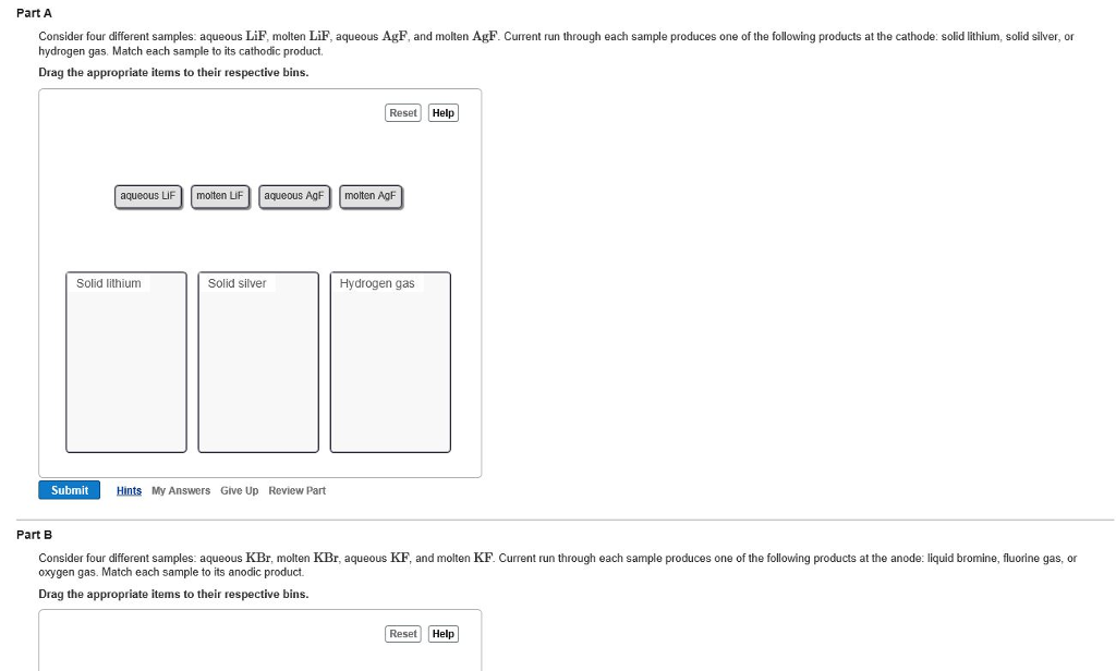 Solved Consider four different samples aqueous LiF, molten
