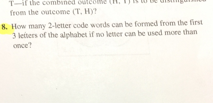 Solved How many 2-letter code words can be formed from the | Chegg.com