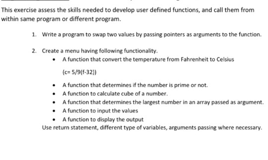 Solved This exercise assess the skills needed to develop | Chegg.com