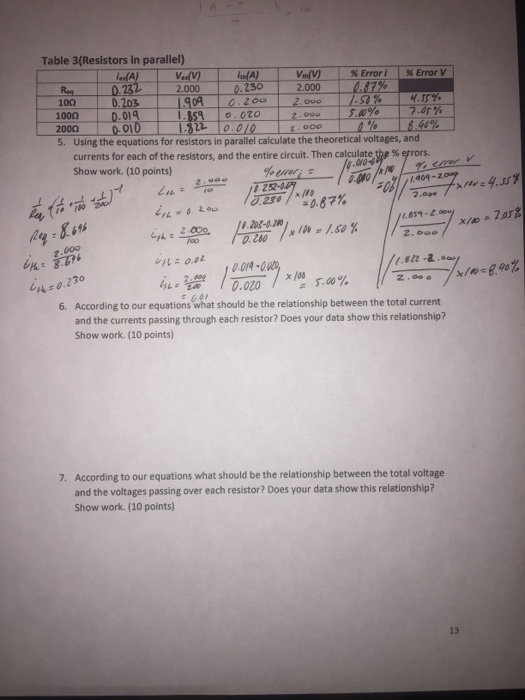 Solved Using the equations for resistors in parallel