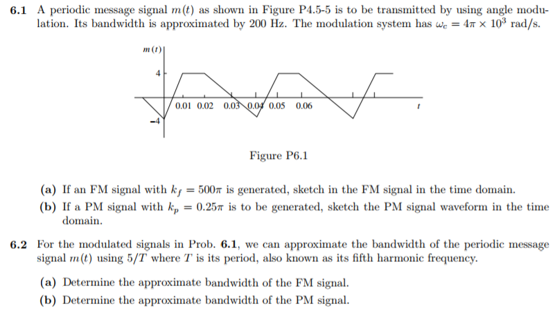 Solved 6.1 A periodic message signal m(t) as shown in Figure | Chegg.com