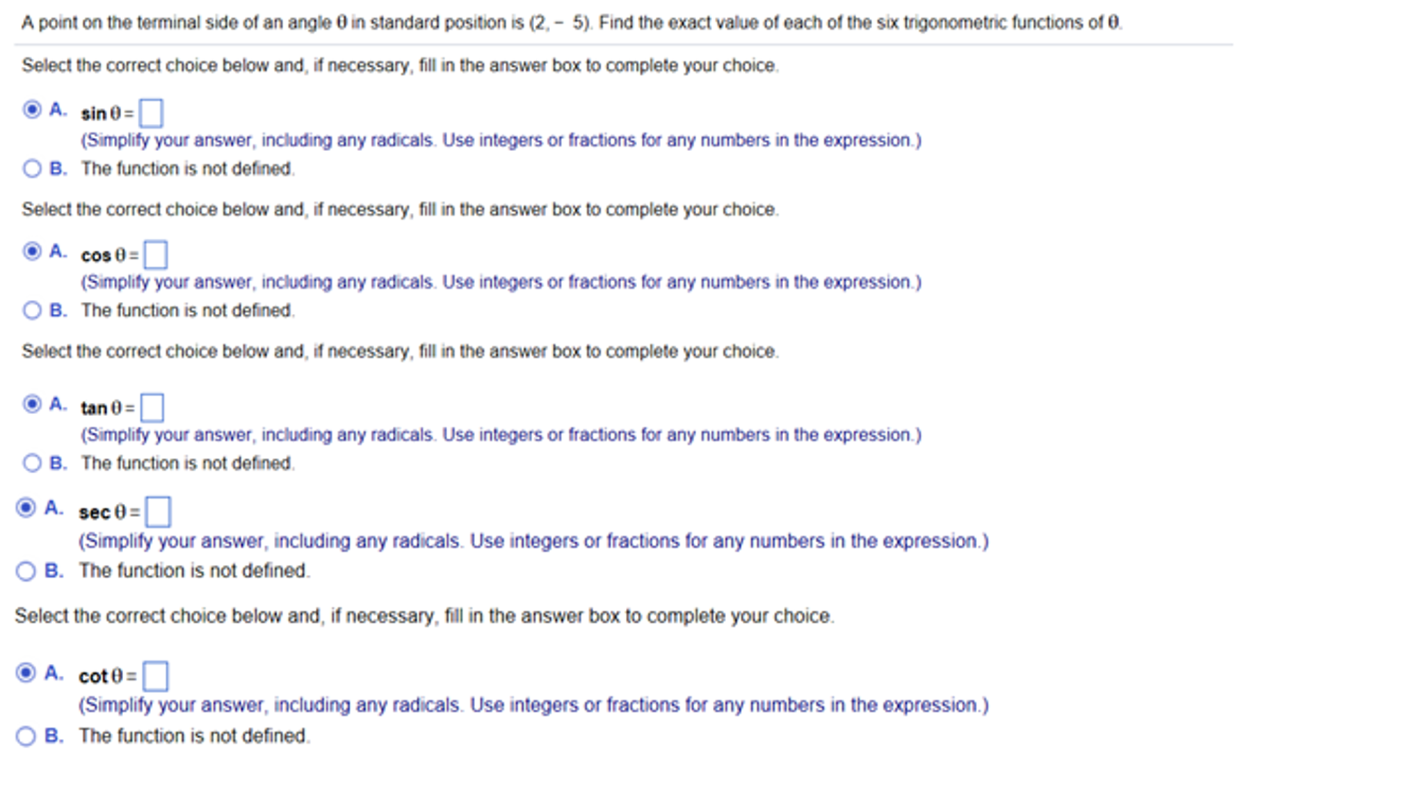 solved-a-point-on-the-terminal-side-of-an-angle-theta-in-chegg