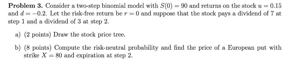 Solved Problem 3. Consider a two-step binomial model with | Chegg.com