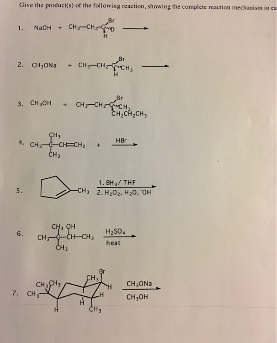 Solved Give The Product s Of The Following Reaction Chegg