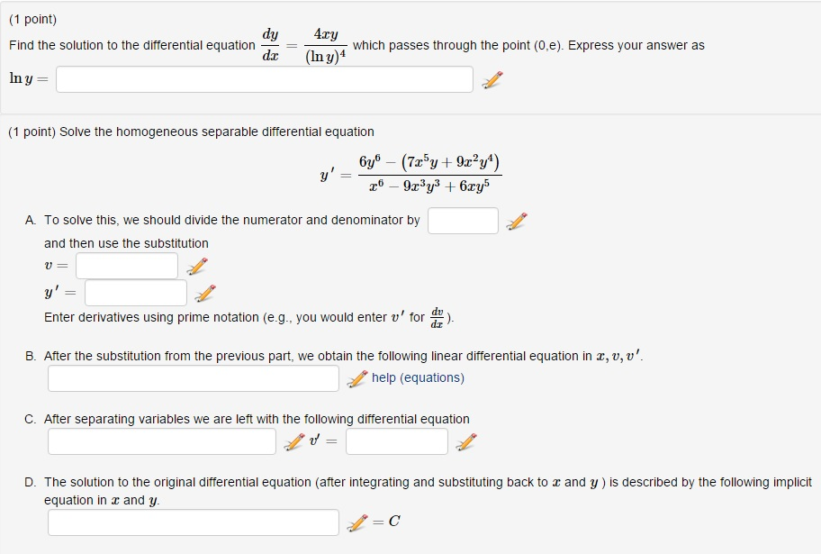 Solved Find The Solution To The Differential Equation Dy