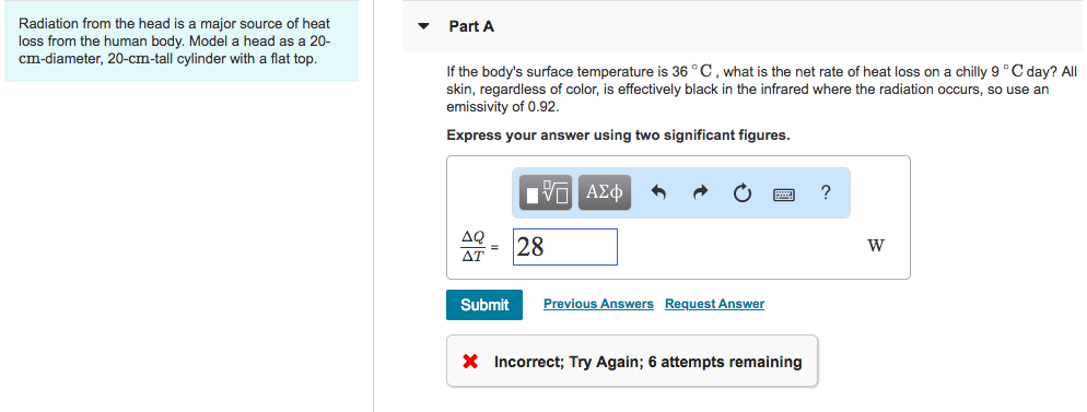 Solved Radiation from the head is a major source of heat | Chegg.com