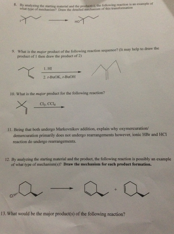 Solved 8. By analyzing the starting material and the | Chegg.com