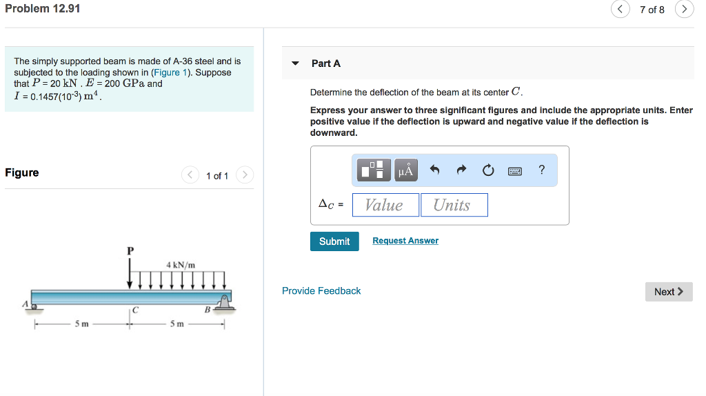 Solved Problem 12.91 7 of 8> The simply supported beam is | Chegg.com
