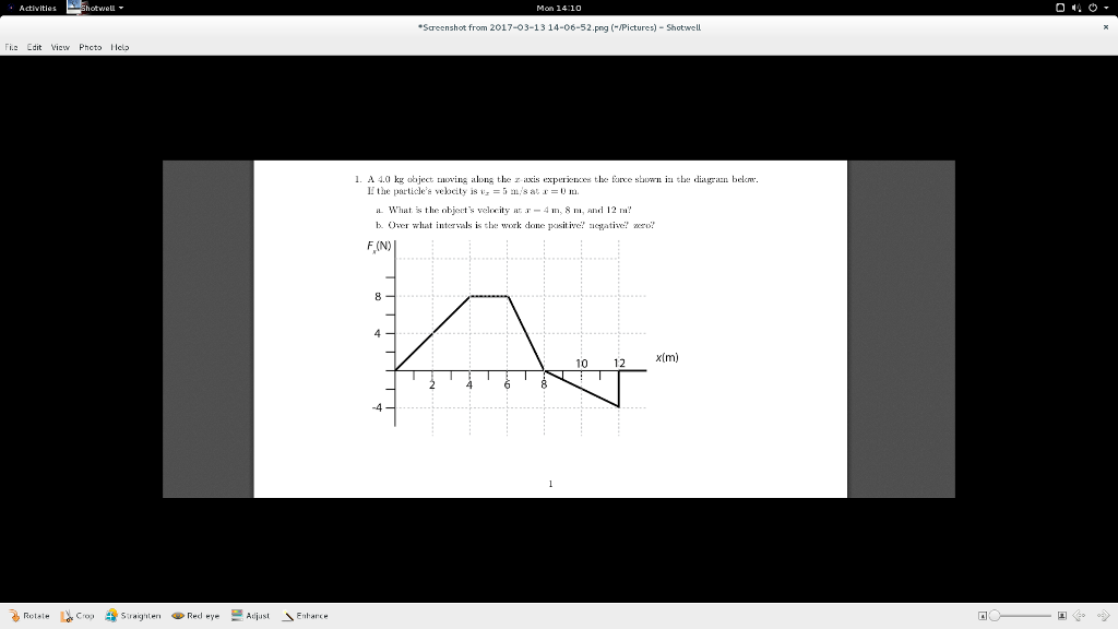 Solved A 20 Kg Object Moving Along The X Axis Is Acted Or Cheggcom