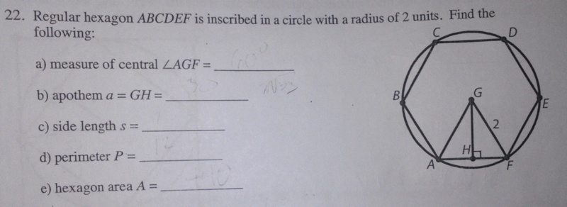 Solved Regular hexagon ABCDEF is inscribed in a circle with | Chegg.com