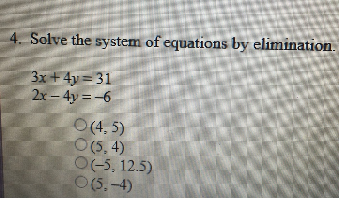 Solved Solve the system of equations by elimination. 3x + 4y | Chegg.com