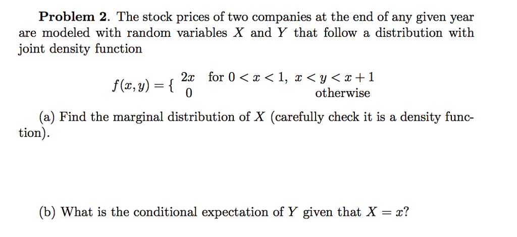 Solved Problem 2. The stock prices of two companies at the | Chegg.com