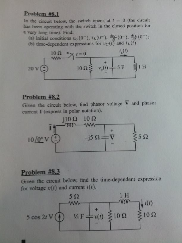 Solved In the circuit below, the switch opens at t = 0 (the | Chegg.com