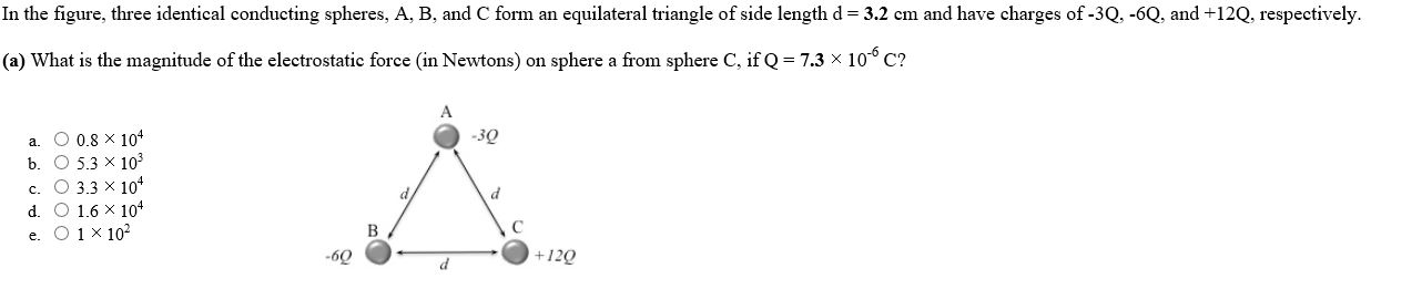 Solved In The Figure, Three Identical Conducting Spheres. A, | Chegg.com