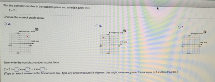 write the complex number in polar form 7i