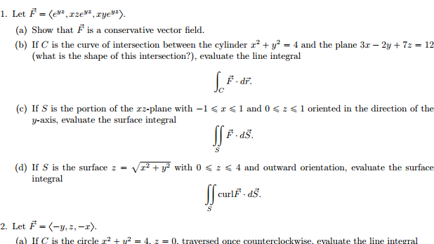 Solved Question from a line integrals vs surface integrals | Chegg.com