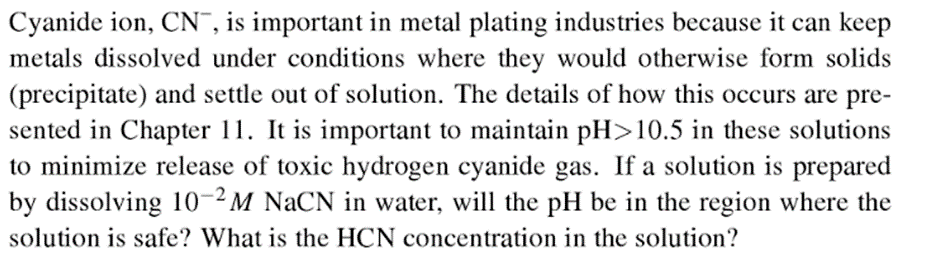 Solved Cyanide ion, CN, is important in metal plating | Chegg.com