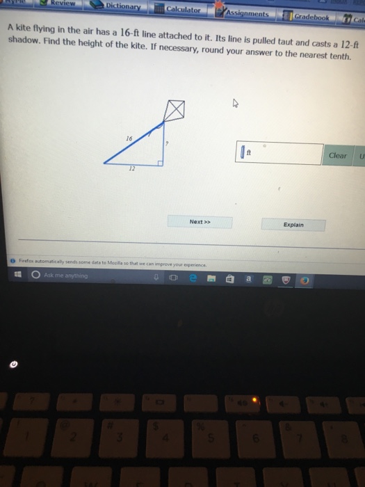 Solved A kite flying in the air has a 16ft line attached to