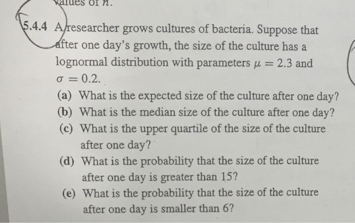 Solved A Researcher Grows Cultures Of Bacteria Suppose That Chegg