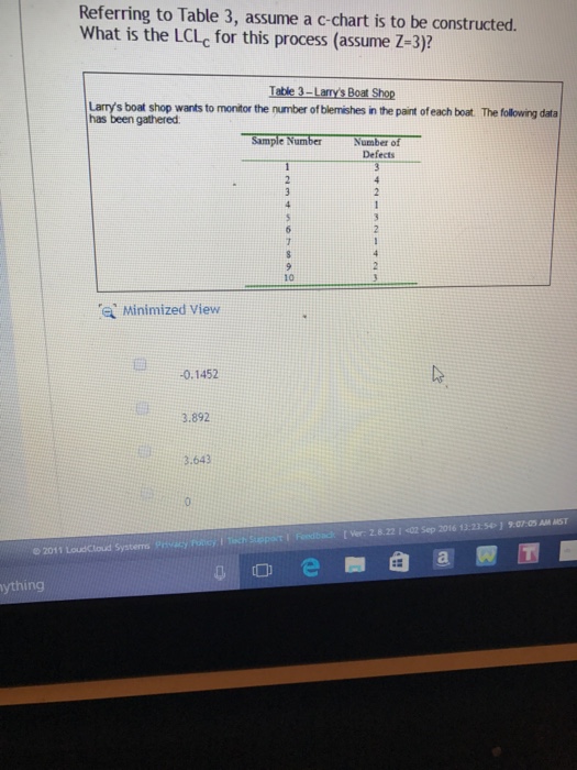 Solved Referring to Table 3, assume a c chart is to be | Chegg.com