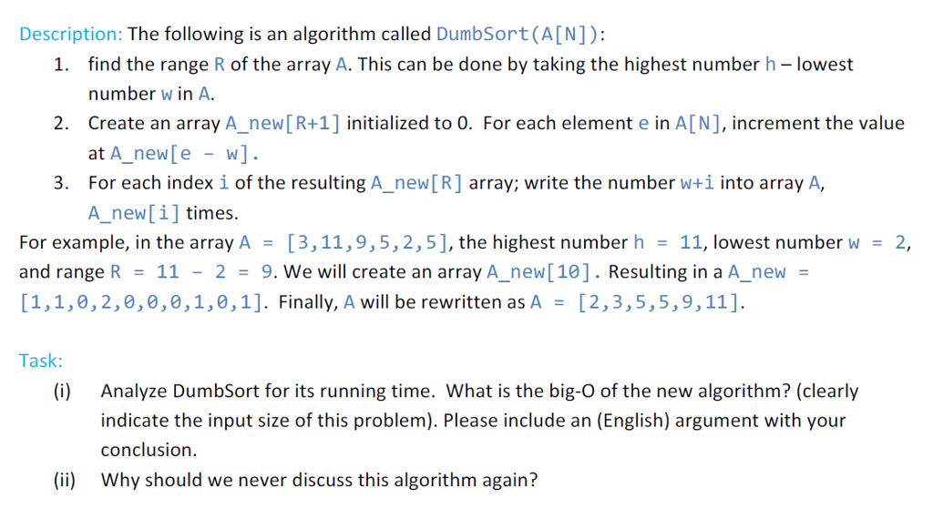 Solved Description: The following is an algorithm called | Chegg.com