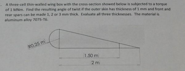 Solved A three-cell thin-walled wing box with the | Chegg.com