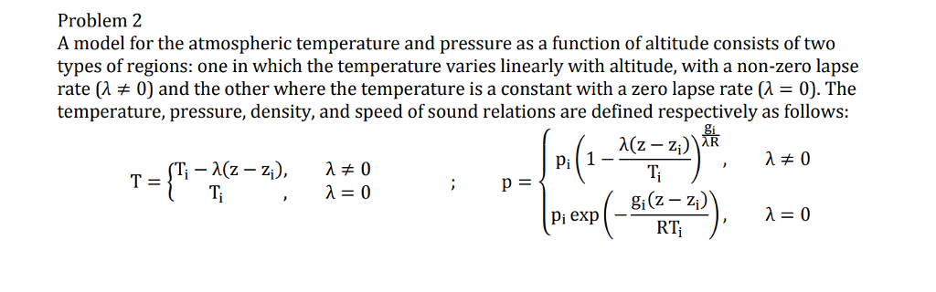 Problem 2 A model for the atmospheric temperature and | Chegg.com