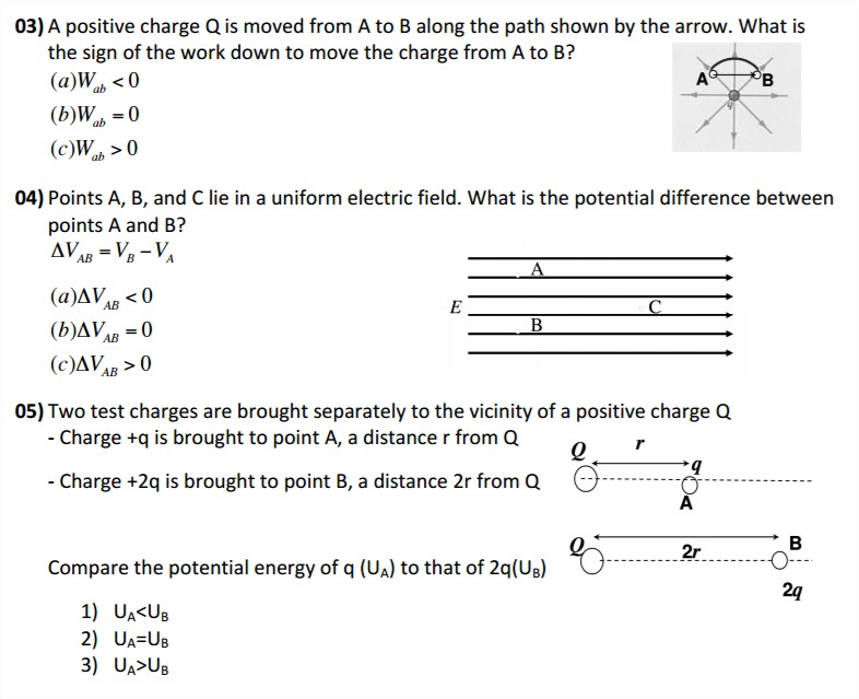 Solved A Positive Charge Q Is Moved From A To B Along The | Chegg.com