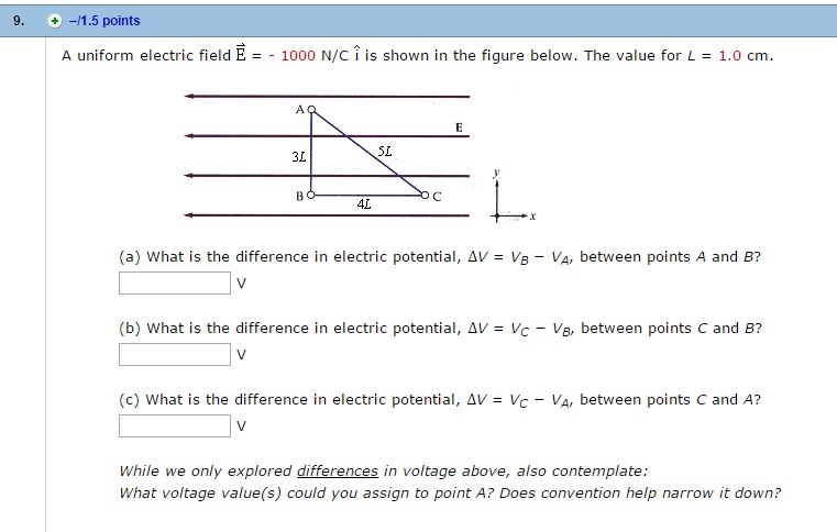 Solved A uniform electric field E = - 1000 N/C i is shown in | Chegg.com