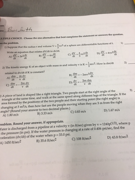 Solved Suppose that the radius r and volume V = 4/3 pi r^3 | Chegg.com