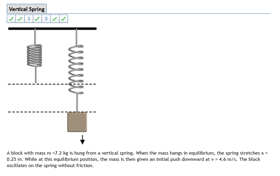 Solved Vertical Spring A block with mass m =7.2 kg is hung