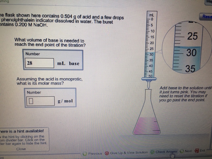 Solved The flask shown here contains 0.504 g of acid and a