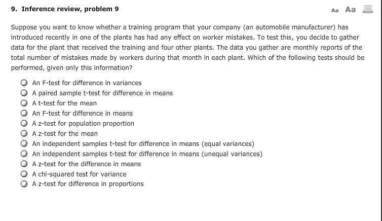 Solved 6 Inference Review Problem 6 Aa Aa You Want To Find