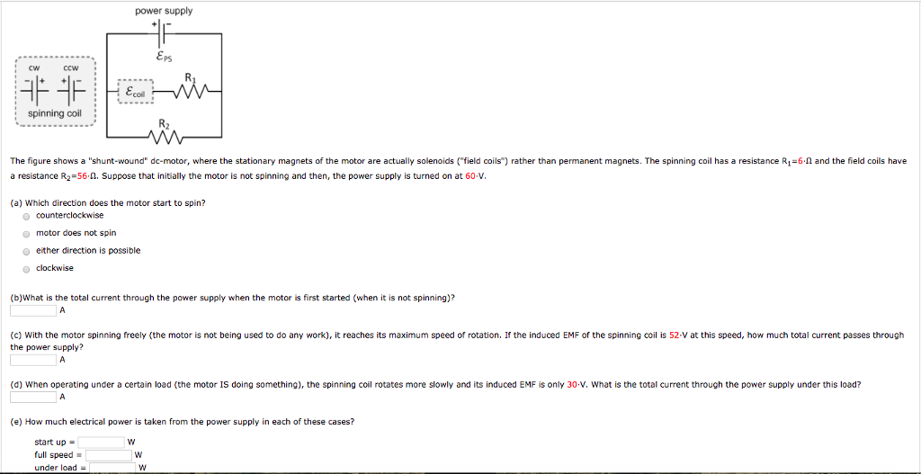 Solved power supply PS ccw spinning coil and the field coils