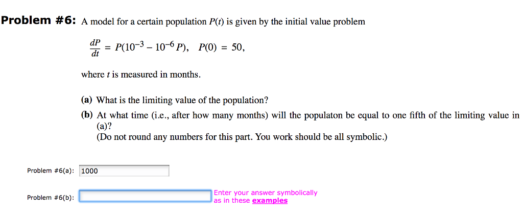 Solved A model for a certain population P(t) is given by the | Chegg.com