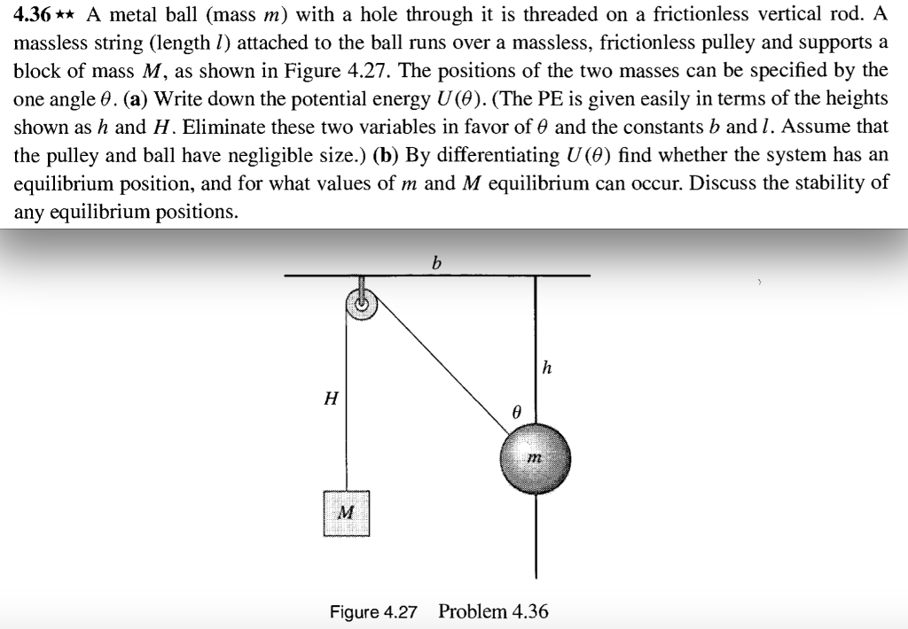 Solved 4.36** A metal ball (mass m) with a hole through it