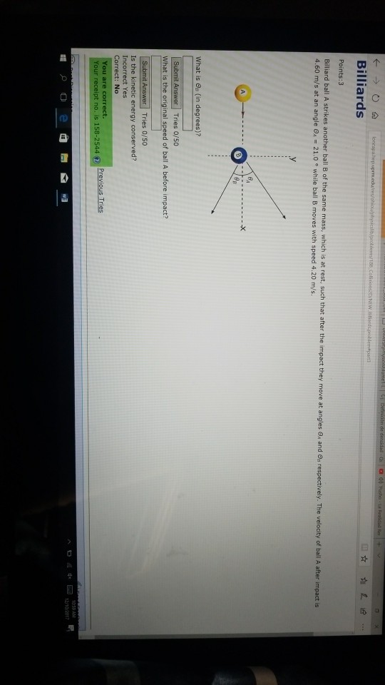 Solved Billiards Points3 Billiard ball A strikes another