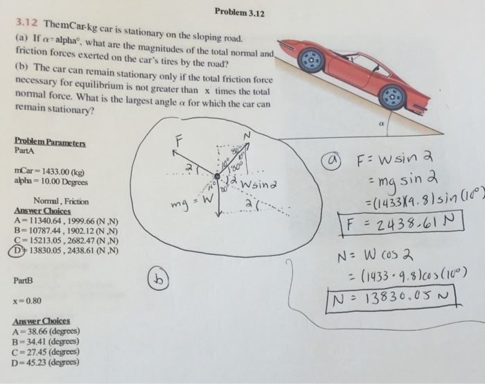 solved-themcar-kg-car-is-stationary-on-the-sloping-road-chegg