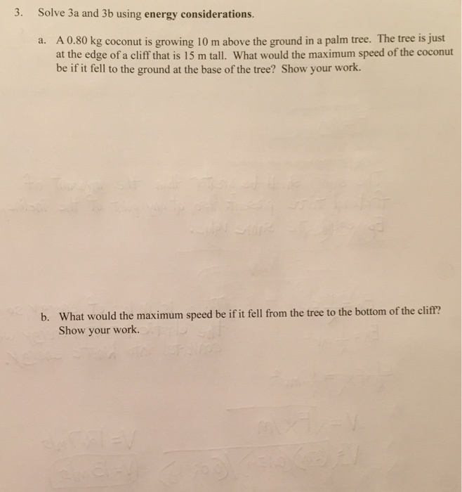 Solved Solve 3a and 3b using energy considerations. A 0.80 | Chegg.com
